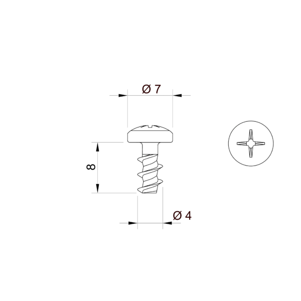 Vis galvanisé  4 x 8 mm